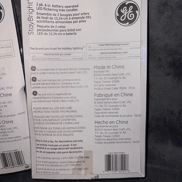 GE StayBright 2 pack 6 Inch battery operated LED flickering tree candles 6 Piece - Picture 12 of 12